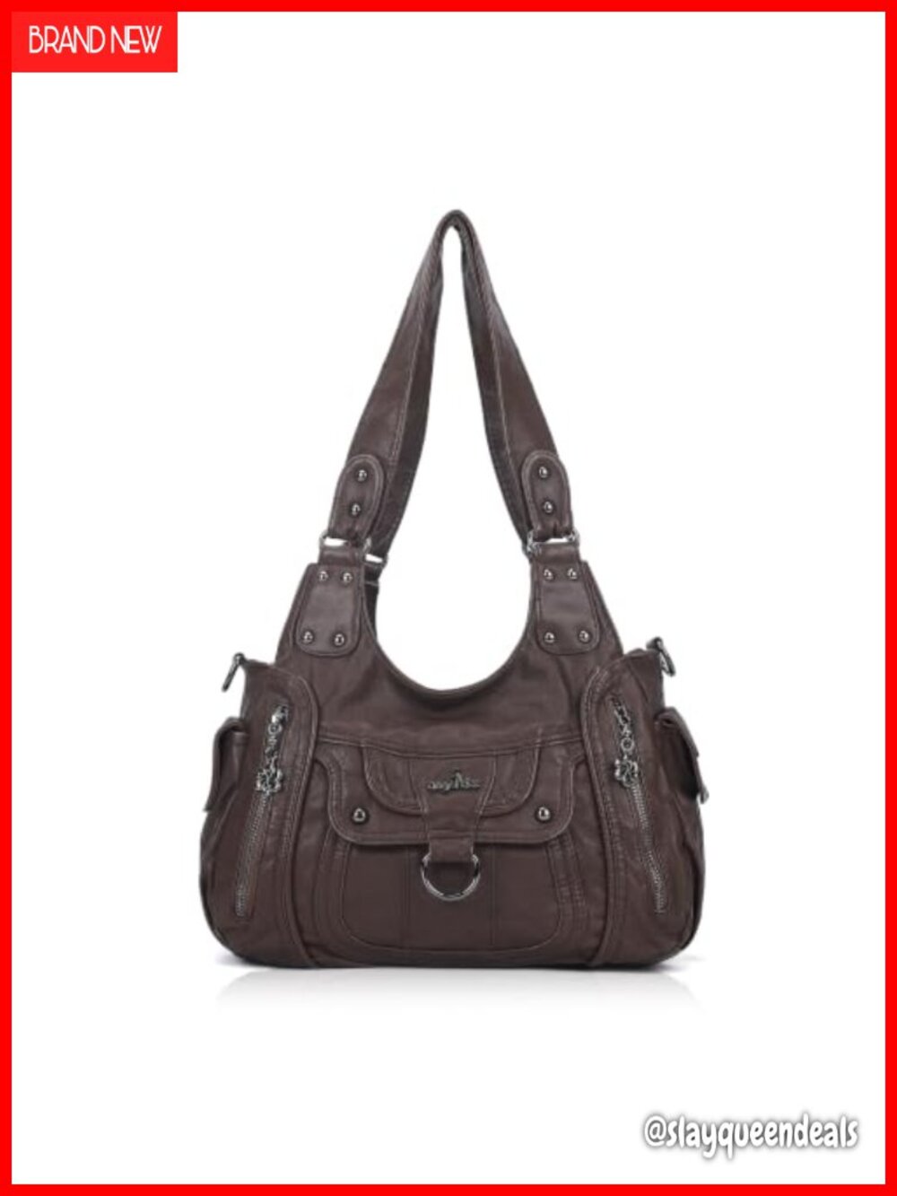 Women's Vegan Leather Hobo Shoulder Tote Bag with Adjustable Strap